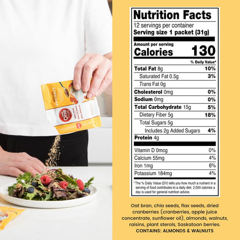 3's (12 Pack) Step One Foods Anytime Sprinkle, Heart Healthy Snack Plant Sterols, Omega and Dietary Fiber Gluten Free