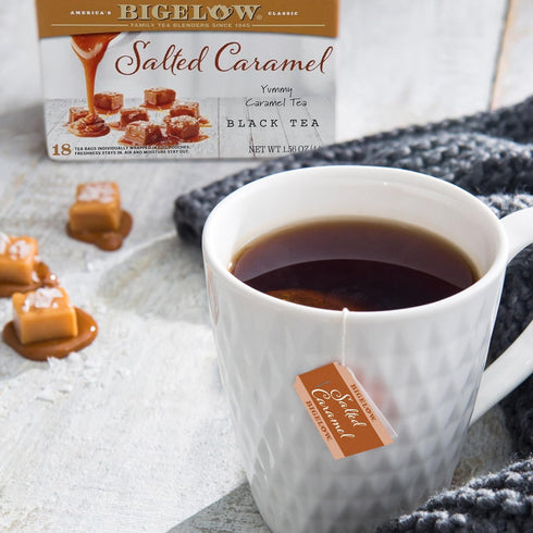 18 Count (Pack 6), 108 Bigelow Tea Salted Caramel Black Tea, Caffeinated Tea with Caramel and Salt, Holiday