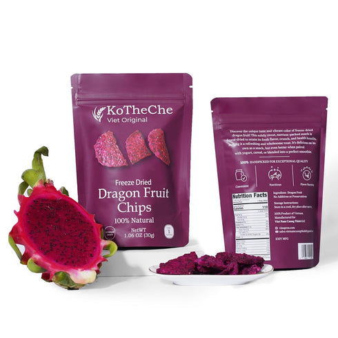 1.08 Oz (Pack 4), KOTHECHE Dragon Freeze Dried Fruit, of Low Calorie Snacks, Gluten Free Snacks, Healthy Vegan Chips