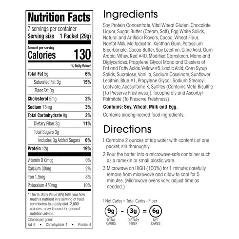 WonderSlim Protein Cake Mix, Double Chocolate, 12g Protein, Low Carb, 7ct