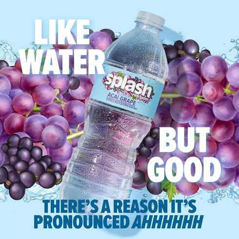 6-Pack, 16.9 Oz SPLASH REFRESHER Flavored Water Bottles, Acai Grape Flavor - Fl - Refreshing Flavored Bottled Water