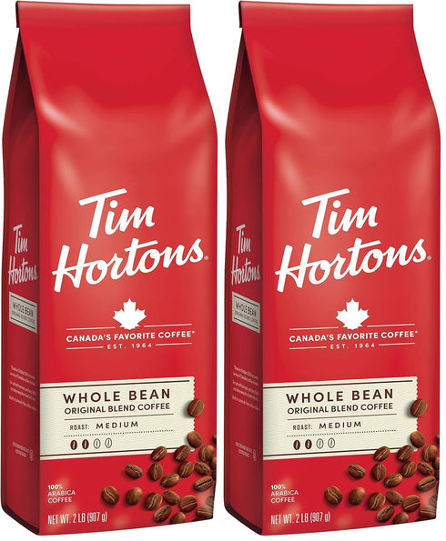 Tim Hortons Whole Bean Original, Medium Roast Coffee, Made with 100% Arabica