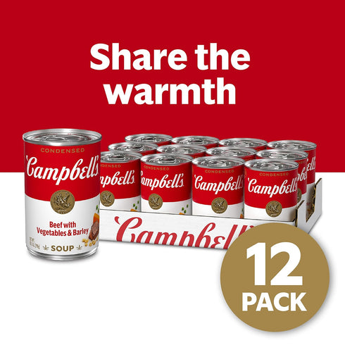 10.5 oz (12 Pack) Campbell's Condensed Beef Soup With Vegetables and Barley, Can