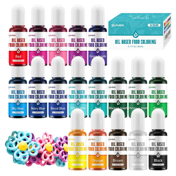 Oil Based Food Coloring for Chocolate 18 Colors x 20 ml Concentrated