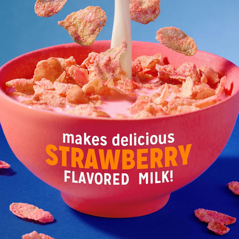 8 23oz (1 Kellogg's Frosted Flakes Cold Breakfast Cereal, Vitamins and Minerals, Kids Snacks, Family Size, Strawberry