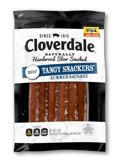 Cloverdale Tangy Snackers Beef Summer Sausage Stick 6 Ounce - Mini Snacking