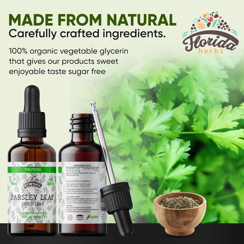 "Parsley Leaf Tincture Alcohol-Free Extract - Organic Dried Leaf in Cold-Pressed Vegetable Glycerin, 2 Oz"