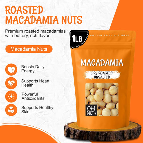 1 lb Packed Oh! Nuts Macadamia Nuts - - Dry Roasted Unsalted Macadamia Nuts - Oven Roasted - No Oil - in New York