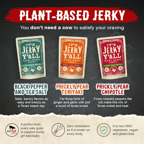 It's Jerky Y'all Vegan Jerky TERIYAKI (2-Pack) - Beyond Tender, Tasty Meatless Snacks, High Protein, Low Carb