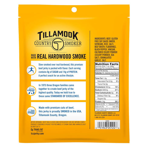Country 2.2 Tillamook Smoker Zero Sugar Keto Friendly Beef Jerky, Black Pepper, Ounce