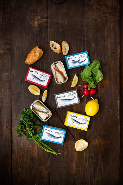 3 Matiz Sardinillas with Piquillo Peppers | Baby Sardines Ounce | Product of Spain | Wild Caught |