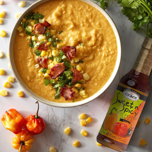 Pack 3 Grace Hot Pepper Sauce Spice - Assorted Flavors - Sweet n Spicy, Jerk, Caribbean Curry Scotch Bonnet