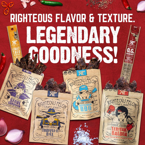 Pack Pack 6 Pack Righteous Beef Jerky Variety Gift Basket - Great Gifts for Men | Gluten Free, High Protein Healthy