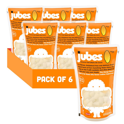 (12.7 oz, Pack 6) Jubes Mango Nata De Coco Jelly Cubes of - Mango Coconut Jelly Cubes for Sago - Coconut Gel in Syrup