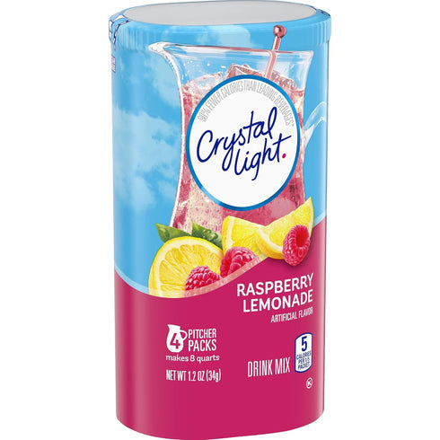 (4 Packets) Crystal Light Raspberry Lemonade Drink Mix Pitcher