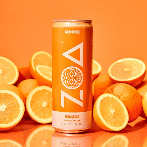 12 (Pack 12) ZOA Zero Sugar Energy Drinks - Wild Orange | Healthy Energy Formula with Natural Caffeine, Daily Vitamin