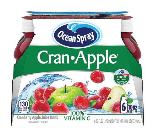 Ocean Spray Cran-Apple Cranberry Apple Juice Drinks, 10 Fl Oz Bottles, 6