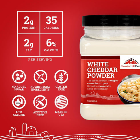 1LB (Pack 1) Hoosier Hill Farm White Cheddar Cheese Powder