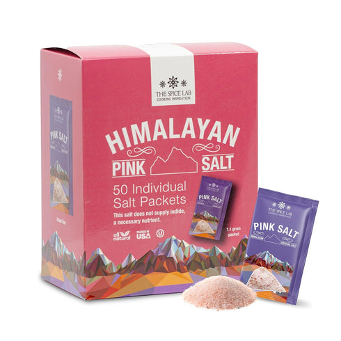 The Spice Lab Himalayan Pink Salt, Fine, 50 Salt Packets, Gourmet Pure Crystal