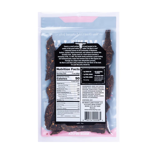 17G 8.5oz No Mans Land Premium Beef Jerky | High Protein, Low Carb, Low Calorie Beef Snack | Slow-Dried, Smoked