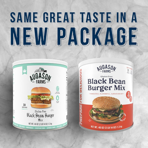 38 Augason Farms Black Bean Burger Mix Can, Certified Gluten Free, Emergency Food Supply, Everyday Meals, Servings