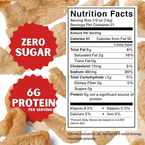 1.75 (Pack 6) Lowrey's Bacon Curls Microwave Pork Rinds (Chicharrones), Original, Ounce