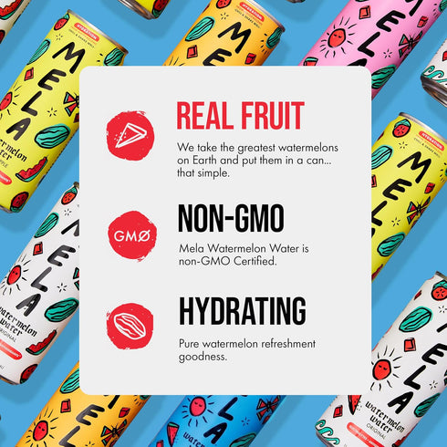 100% (Blueberry,16.9 oz, 12-pack) Mela Watermelon Water - Watermelon Juice, Natural Fruit Juice with Vitamin C
