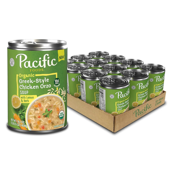Pacific Foods Organic Greek-Style Chicken Orzo Soup With Lemon and Herb, 16.1