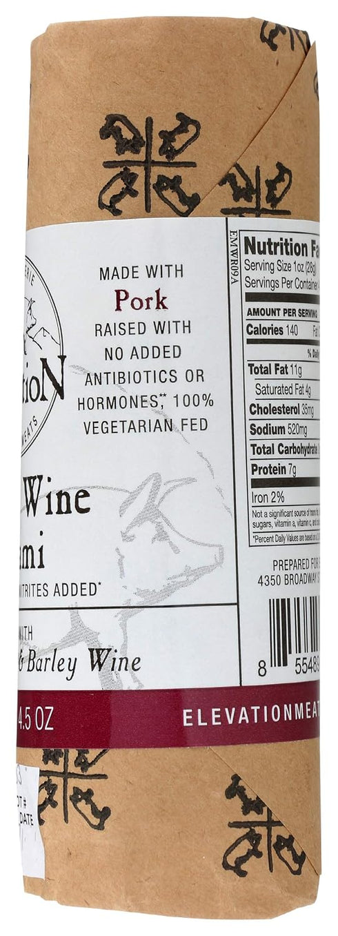ELEVATION ARTISAN MEATS 4.5 Oz Barley Wine Salami