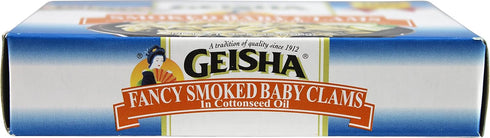 GEISHA (Pack 3), 3.75 oz Smoked Baby Clams in Oil, Wild Caught of Tin