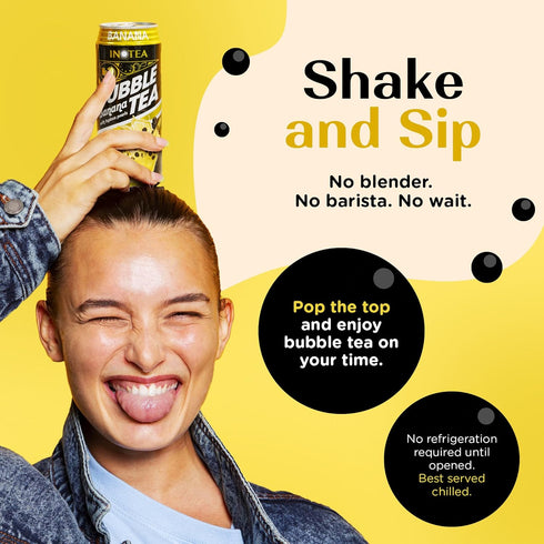 16.6 oz 12 pack Inotea Bubble Tea with Tapioca Pearls - Delicious, Instant Boba Tea - Ready-to-Drink Black Milk Tea