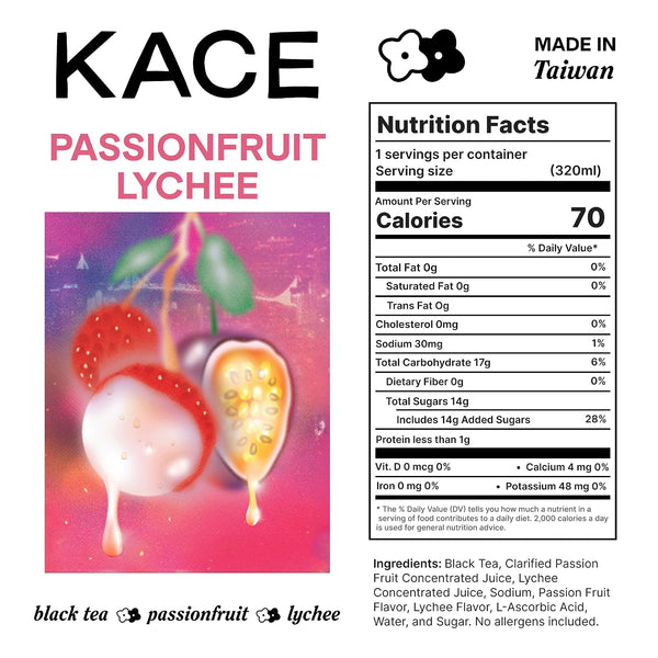 12-Pack 320ml Passionfruit Black Iced Tea Tropical Blend with Sweet Lychee and Tangy Passionfruit Refreshing, Earthy