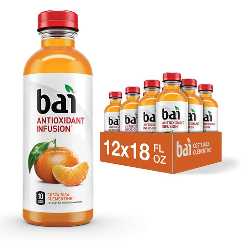 Bai Flavored Water, Costa Rica Clementine, Antioxidant Infused Drinks, 18 Fluid Ounce