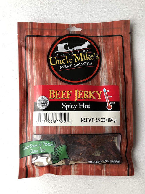 Walnut Creek Foods Uncle Mike's Premium Beef Jerky Spicy Hot 6.5 oz Premium Amish Made