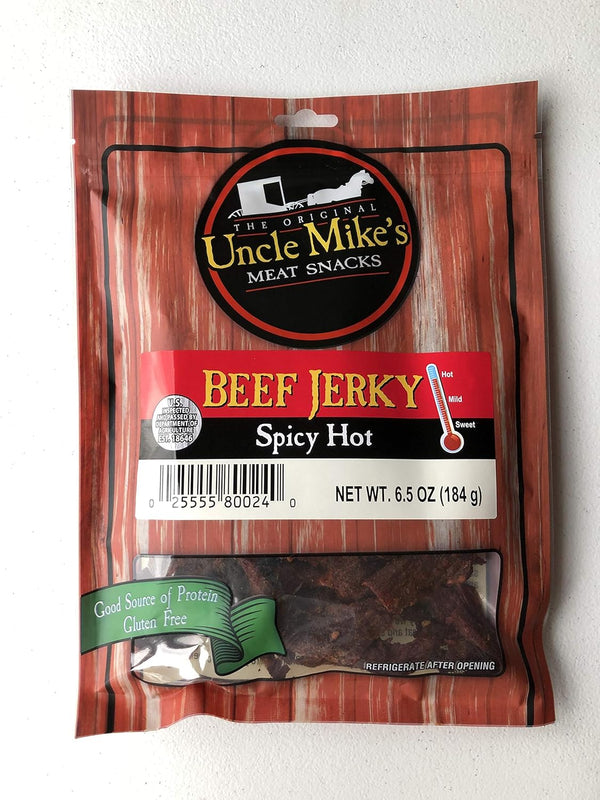 Walnut Creek Foods Uncle Mike's Premium Beef Jerky Spicy Hot 6.5 oz Premium Amish Made