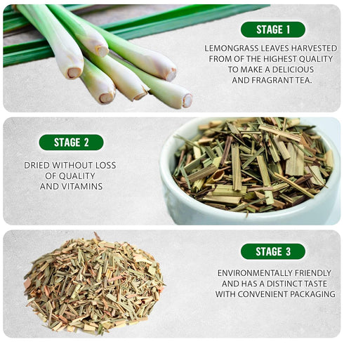 Lemongrass Tea Loose Leaf Bulk – 8 oz Herbal Tea, Caffeine Free Lemongrass Teas for Tea Lovers