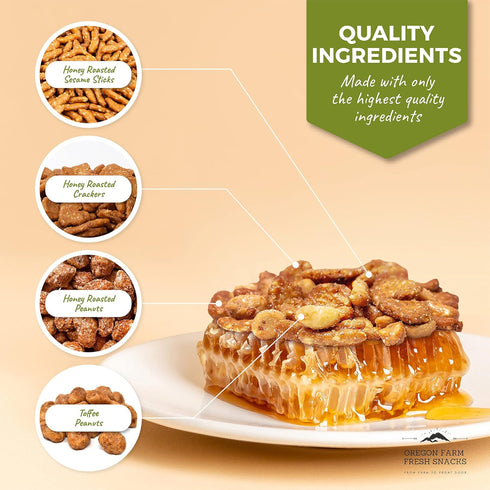 (16oz) Oregon Farm Fresh Snacks Honey Roasted Mixed Nuts Snack Mix - Locally Made Honey Roasted Peanuts, Toffee Peanuts