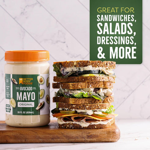 (28 (Pack 2) BetterBody Foods Avocado Oil Mayonnaise, Non-GMO Mayo Spread Made with Cage-Free Eggs, Paleo Ounces)