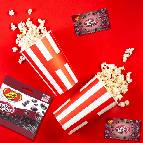 Packaged Pack 4 Needzo Dr Pepper Jelly Beans Basket Stuffer Kit, Soda Flavored Chewy Candies, Individually Single