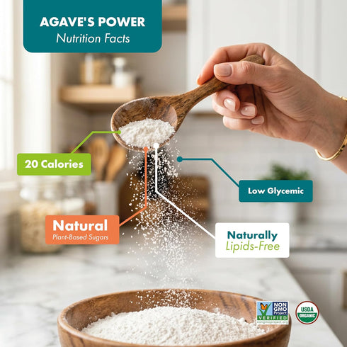 0.77 lb BLUE GREEN ORGANICS Organic Agave Sugar (Powder Form) Low Glycemic Sweetener Alternative Keto, Vegan, Gluten