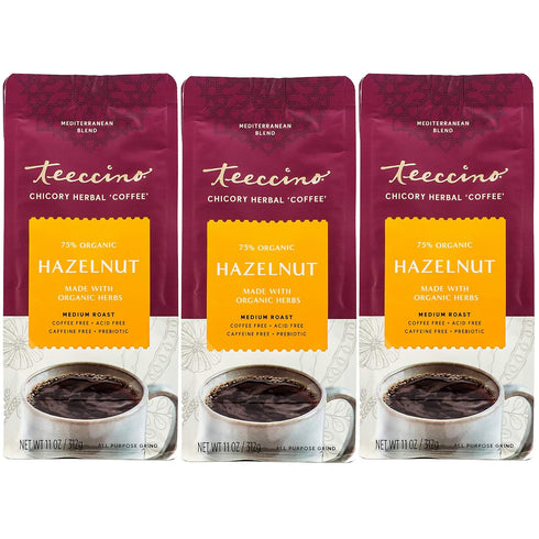 Teeccino Hazelnut Chicory Coffee Alternative - 11 Ounce - Ground Herbal Coffee