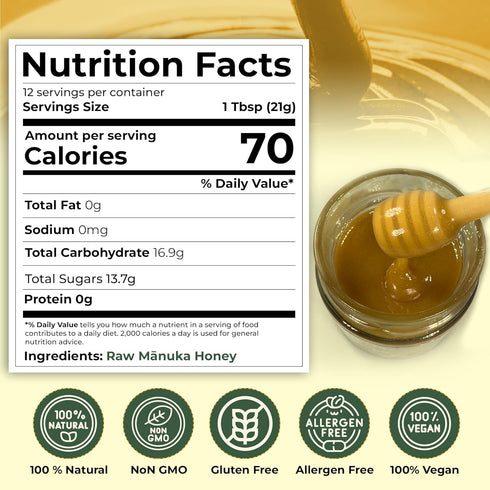 15+ 515+ (250g 8.8oz) Immune Center of Paradise Raw Manuka Honey Certified UMF | MGO / Glass Jar - Pure & Natural New