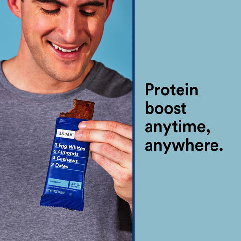 9.1oz (5 Count) RXBAR Protein Bars, Protein Snack, Snack Bars, Blueberry, Box