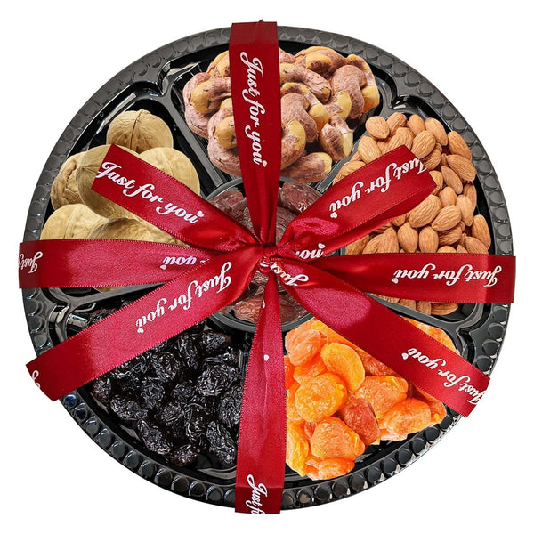 KWOLYKIM Premium Nut & Dried Fruit Gift Basket - 6 Gourmet Compartments: