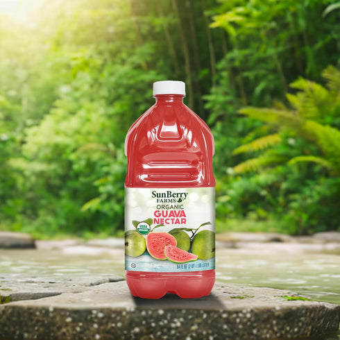 64 oz 1.89 Sunberry Farms Organic Guava Nectar fl | Tropical Juice Nectar Made with Real Organic Fruit | No Artificial