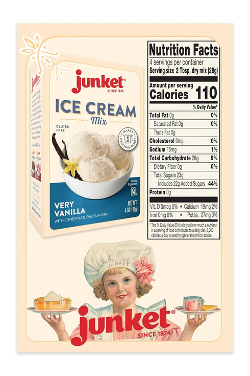 4 (Pack 4) Junket Ice Cream Mix Very Vanilla, Ounce