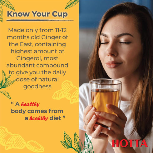 B1, B2 B6, 12 HOTTA Instant Ginger Drink with Manuka Honey, Naturally Sweet, Caffeine-Free Herbal Tea, High in Vitamin