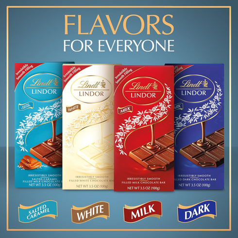 3.5 oz. (12 Pack) Lindt LINDOR Salted Caramel Milk Chocolate Truffle Bar, Easter Chocolate Candy Bar with Smooth