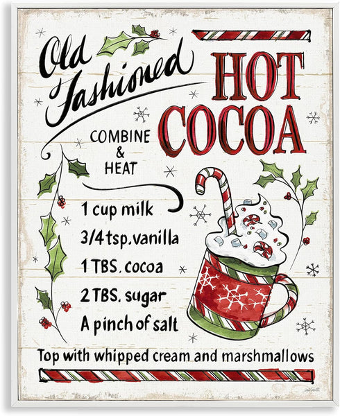 Stupell Industries 'Old Fashioned Hot Cocoa Recipe', Framed Giclee Art, White, 16