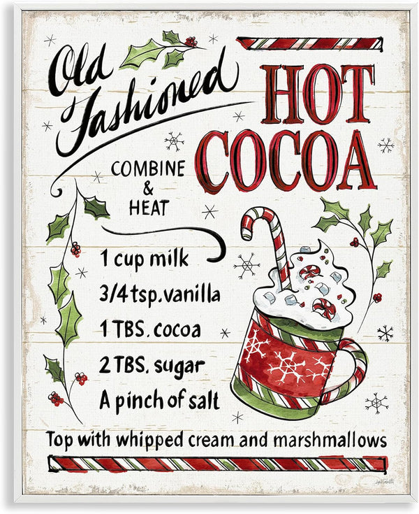 Stupell Industries 'Old Fashioned Hot Cocoa Recipe', Framed Giclee Art, White, 16